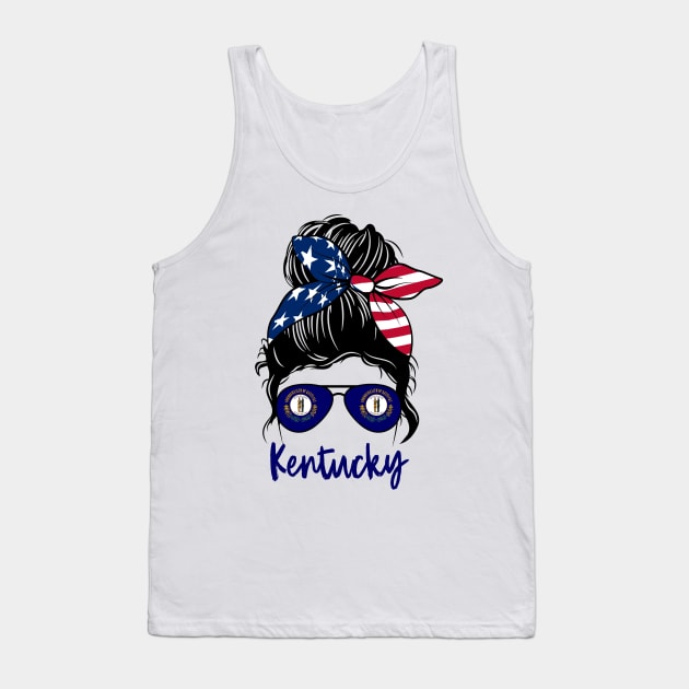 Kentucky girl Messy bun , American Girl , Kentucky Flag Tank Top by JayD World